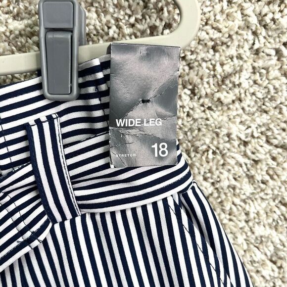 New York & Company Dress Pants Women’s 18 Navy Blue & White Striped Stretch Wide - Picture 4 of 8